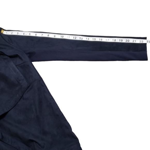 J. Jill Womens Faux Leather Suede Jacket  Blue Draped Open Front Size X-Small - Picture 8 of 11